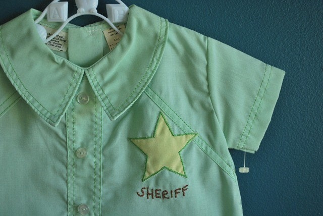 Vintage New Old Stock Two Piece Baby Sheriff Outfit- Size 12 Months