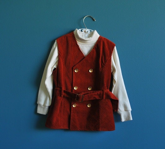 Vintage Children's Corduroy Vest and Turtleneck Set- Size 4t - SweetShopVintage