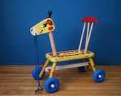 Vintage 1950s/1960s Playskool Wooden Giraffe Toddler Ride On Toy - SweetShopVintage