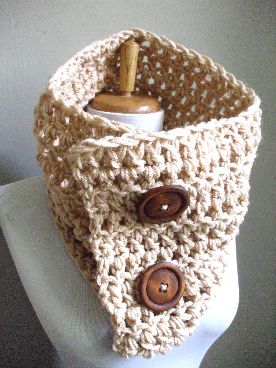 Super Chunky Cozy Crochet Cowl NeckWarmer Scarflette Scarf Cowl CREAM LATTE Unisex Men Women Scarf Ready to Ship