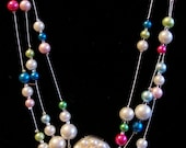 Pearlesque 17Inch 3 Strand Pearl Floating Necklace
