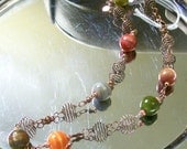 Fall Swirls 22" Copper and Lampwork Bead Necklace