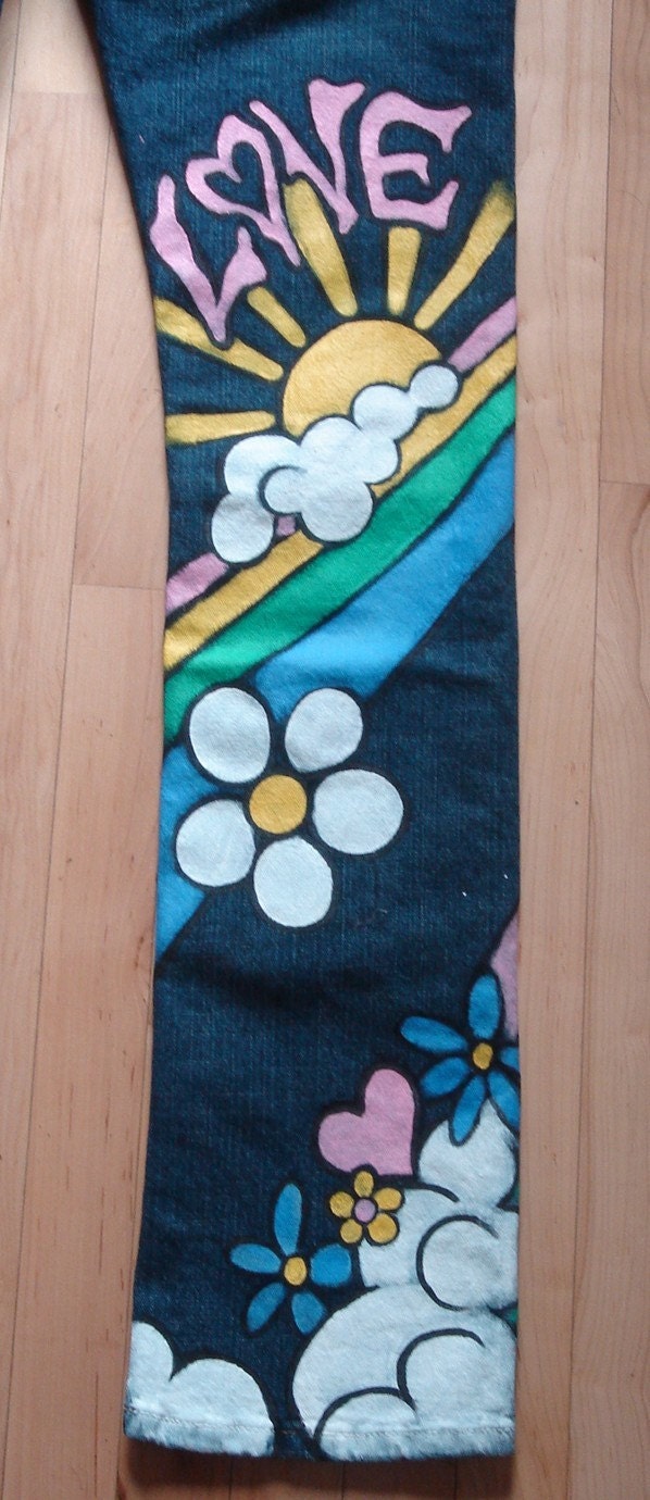 Hand Painted Snoopy Hippy Jeans