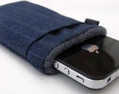 iphone 5 Fabric Cover  / iphone 4 Case / Sleeve / ipod Touch / Navy Stripes Wallet