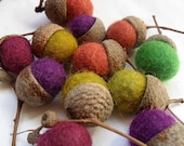 One dozen wool felt acorns - table decoration,good luck charm... - feltlovely