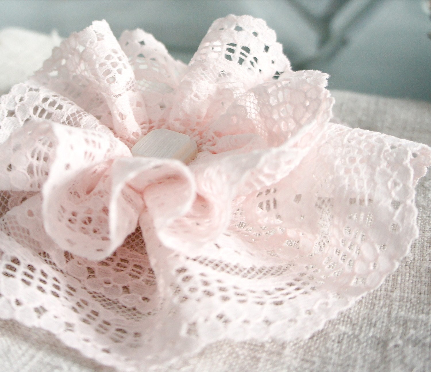Blush Romance... Vintage Lace and Button Hair Clip and Brooch