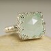 Sterling Silver Chalcedony Ring, Natural Aqua Stone, Crown of Hearts, Faceted Genstone-made to order in your size