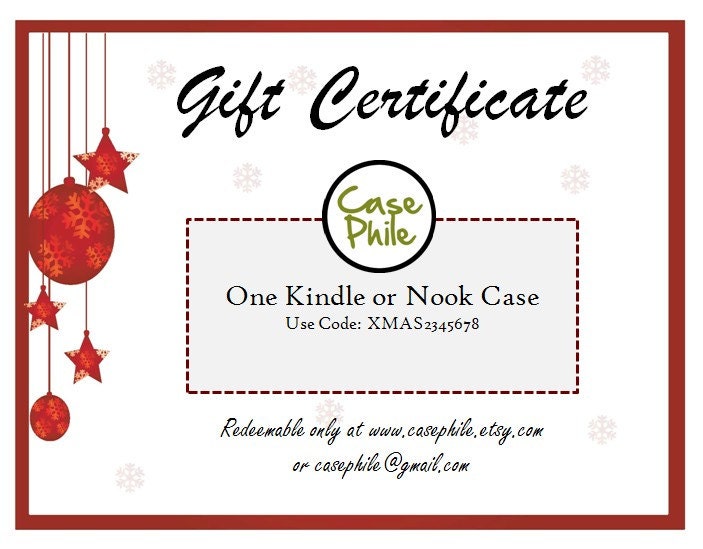 Buy gift cards kindle - Electronic Gift Certificate for regular size, unembellished eReader Case (Kindle, Nook, Sony, Pandigital, Velocity, etc)