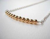 Beaded Bar Necklace - Gold Filled Sterling SIlver Beaded Row Necklace Beadwork Necklace