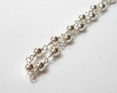 Sterling Silver Necklace - Beaded Rosary Necklace High Polished Shiny Beads Beadwork Necklace