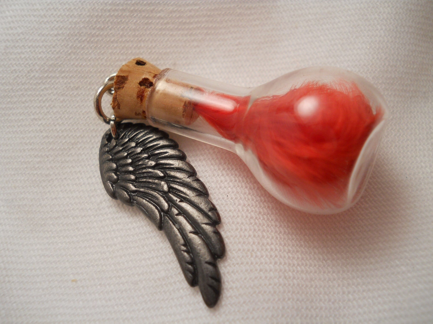 Final Fantasy Phoenix Down Pendant/Charm, Real Black Pewter One-Winged Angel Accent