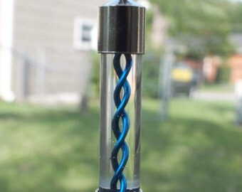 Resident Evil Handblown Glass Blue T Virus Capsule Keychain
