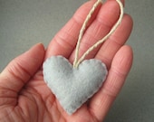 Felt Heart Ornament Recycled Silver Gray Grey Eco Friendly teamecoetsy