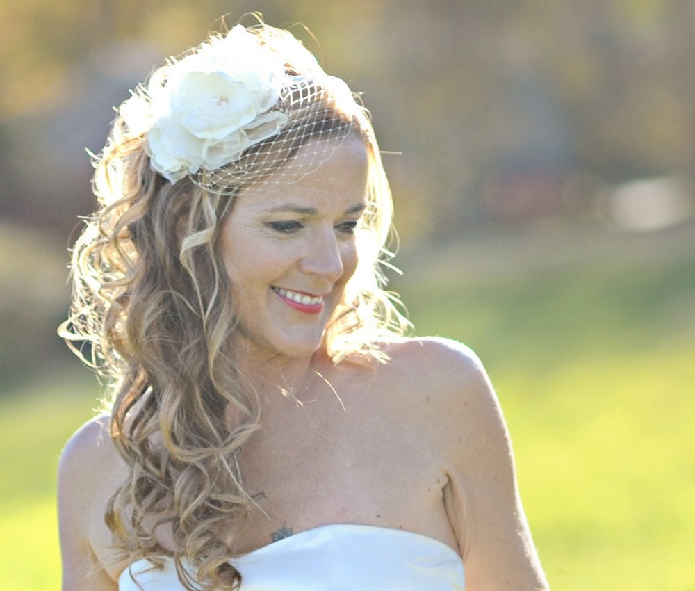 Flower Bird Cage Veil on a Headband // Cordelia