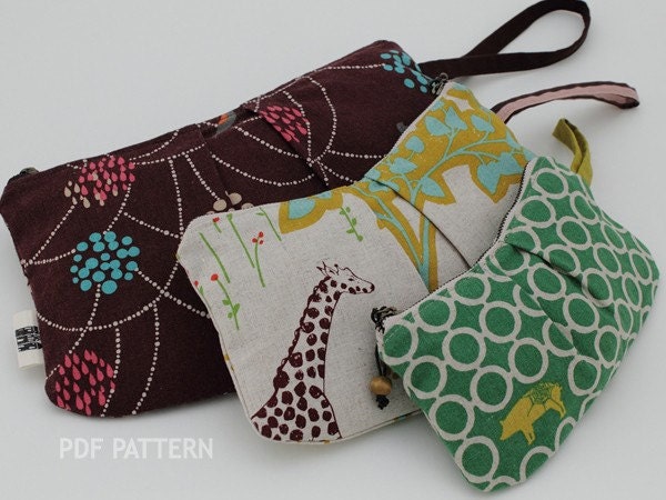 no 113 Pleated Zipper Pouches Sewing Pattern- 3 Patterns(PDF)