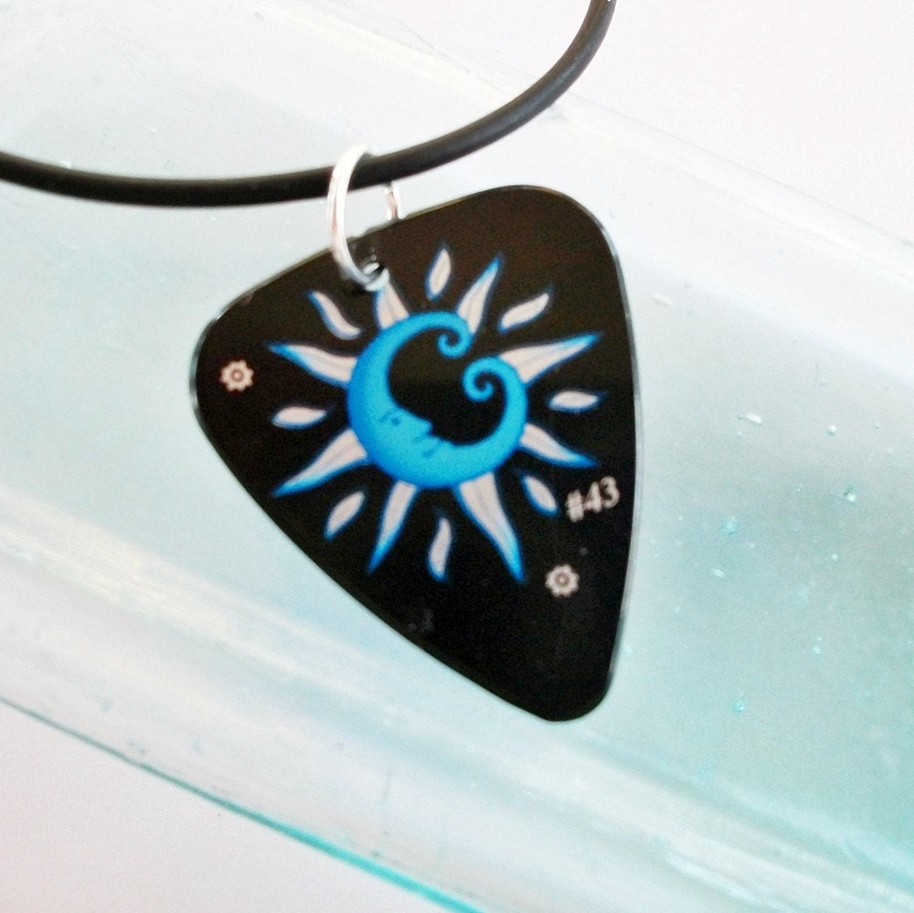 Guitar Pick Necklace Man in the Moon
