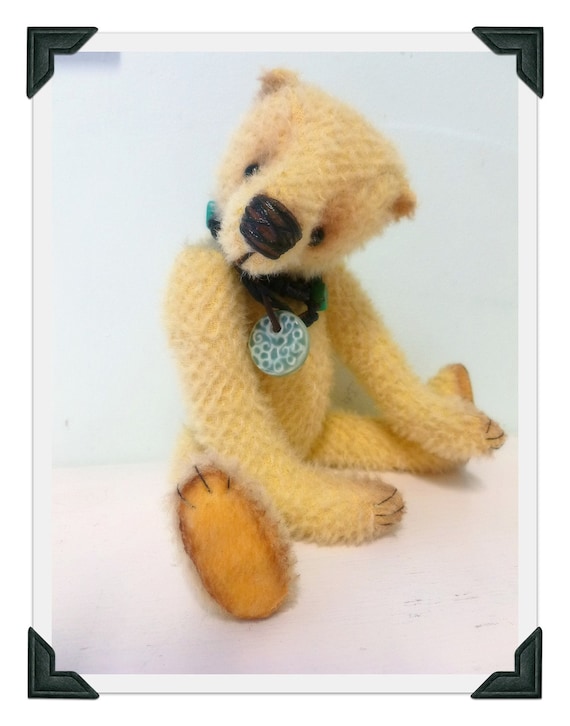 Artist Made Handcrafted Teddy Bear by Michelle-Sidney-Yellow Mohair Jointed Teddy Bear-FREE SHIPPING to Canada and the US