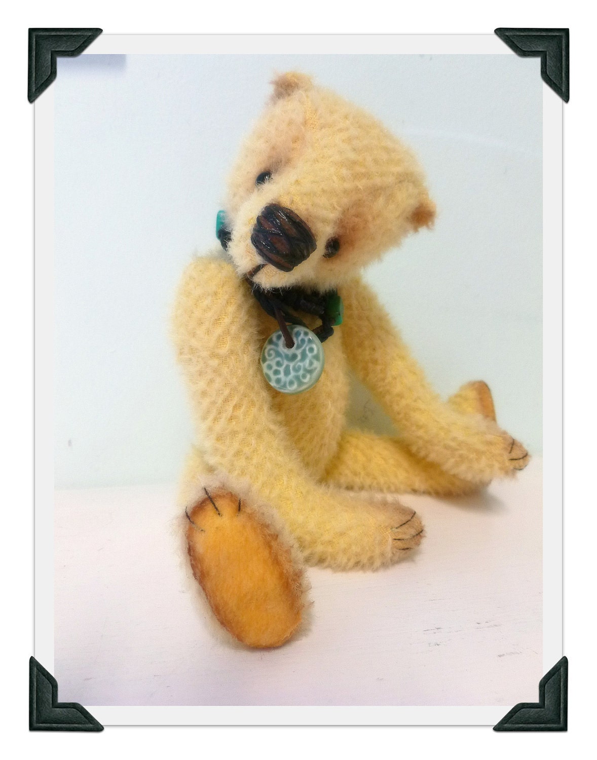 Artist Made Handcrafted Teddy Bear by Michelle-Sidney-Yellow Mohair Jointed Teddy Bear-FREE SHIPPING to Canada and the US
