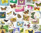 50 Butterfly postage stamps - Vintage postage stamps for scrapbooking - collage - card making - artypharty
