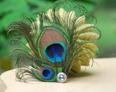 Peacock Duo Hair Clip or Comb. Sparkly Simple Elegant Big Day Wedding Wear, Spring Derby Feather Accessory, Feminine Girly Party Statement