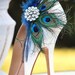 Shoe Clips Peacock Fan. Bride Bridal Bridesmaid, Birthday Engagement Gift, Sparkly Rhinestone Statement, Spring Hot Couture, Awards Glam