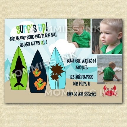 Surf's Up Custom Photo Birthday Party Invitation - PRINTABLE INVITATION DESIGN Il_170x135