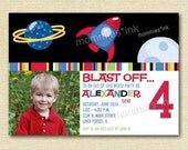 Rocket Ship Blast Off Custom Photo Birthday Party Invitation - PRINTABLE INVITATION DESIGN Il_170x135