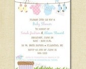 Clothesline Baby Shower Invitation - Boy, Girl or Twin Version - PRINTABLE INVITATION DESIGN Il_170x135