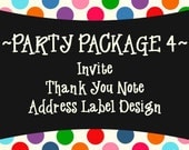 Party Package 4 - Invite, Thank You, Address Label Design - PRINTABLE DESIGNS Il_170x135