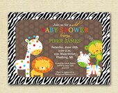Mod Colorful Safari Animals ... Baby Shower Invite - PRINTABLE INVITATION DESIGN Il_170x135