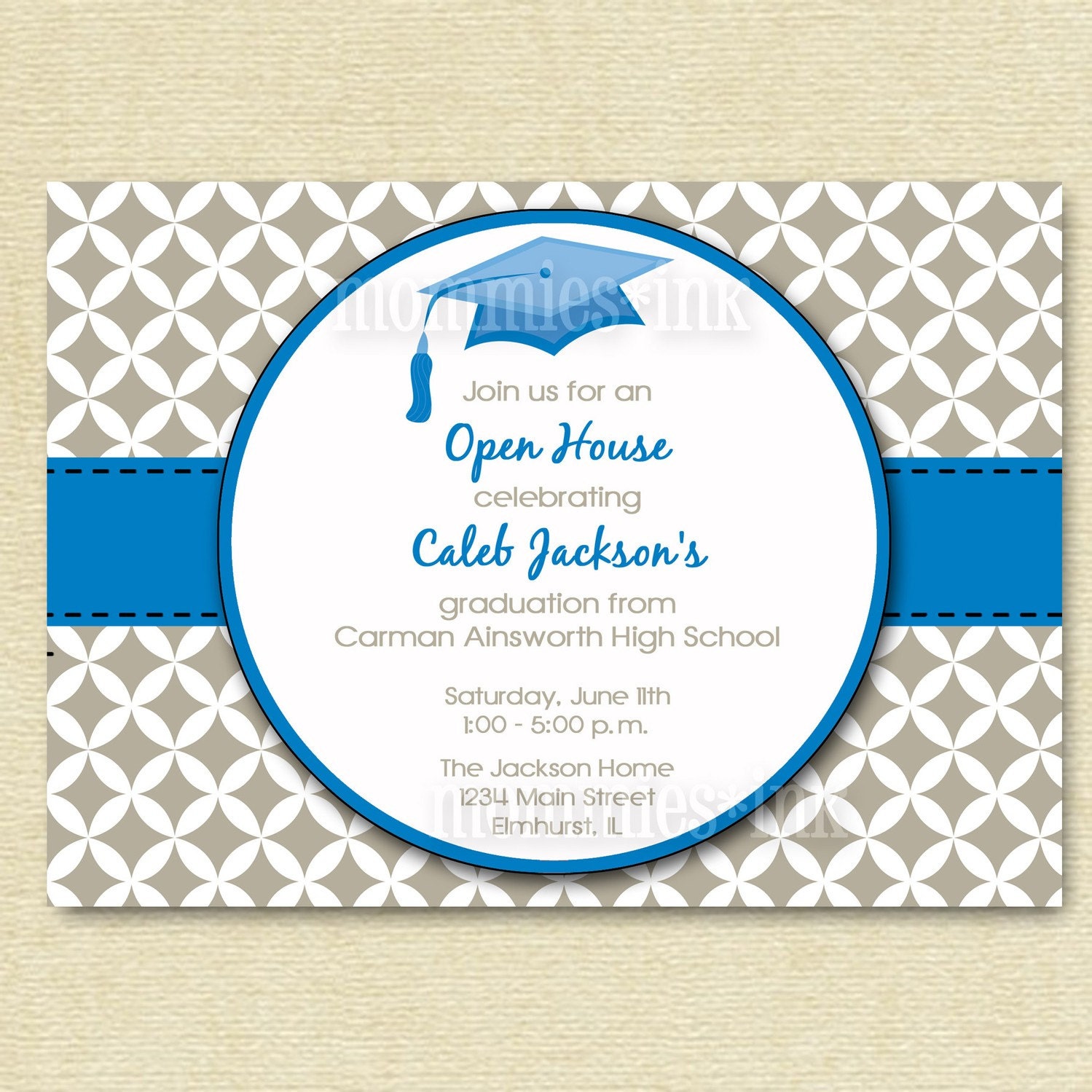 Mod Simple Quatrefoil 2 Graduation Open House Invitation - PRINTABLE INVITATION DESIGN Il_170x135
