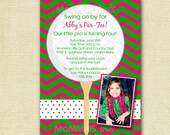 Preppy Chevron Golf Par-Tee Birthday Invitation - Vertical -  PRINTABLE INVITATION DESIGN