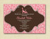 Mod Giraffe Print Baby Shower Invitation -Pink or Blue- PRINTABLE INVITATION DESIGN Il_170x135