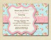 Shabby Chic Pink and Blue Baby Shower Invite - PRINTABLE INVITATION DESIGN