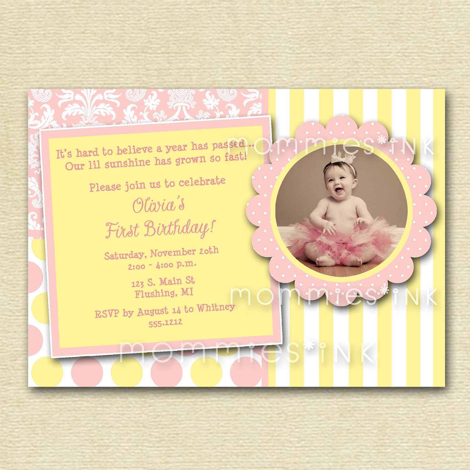 Pastel Pink Lemonade Custom Photo Birthday Invitation - PRINTABLE INVITATION DESIGN Il_170x135