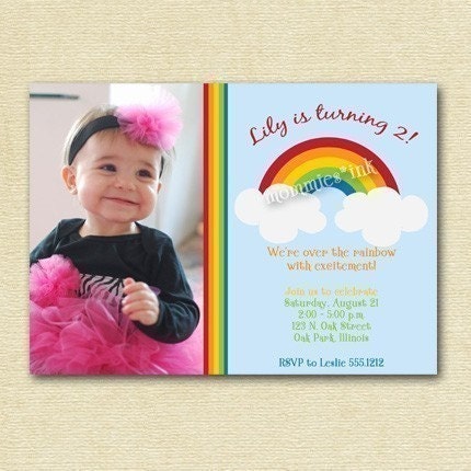 Over the Rainbow Birthday Party Invitation - - PRINTABLE INVITATION DESIGN Il_570xn