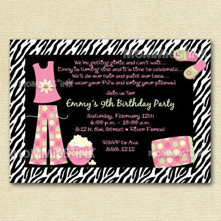Sleepover Fun Birthday Party Invite - PRINTABLE INVITATION DESIGN Il_570xn