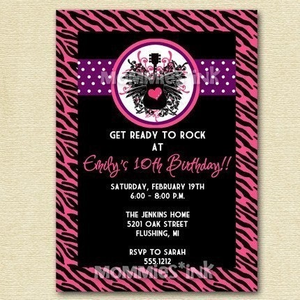 Rock Star Birthday Invite - PRINTABLE INVITATION DESIGN Il_570xn