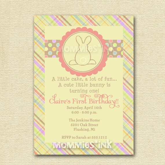 Some Bunny Rabbit Birthday or Baby Shower Invite- PRINTABLE INVITATION DESIGN Il_570xn