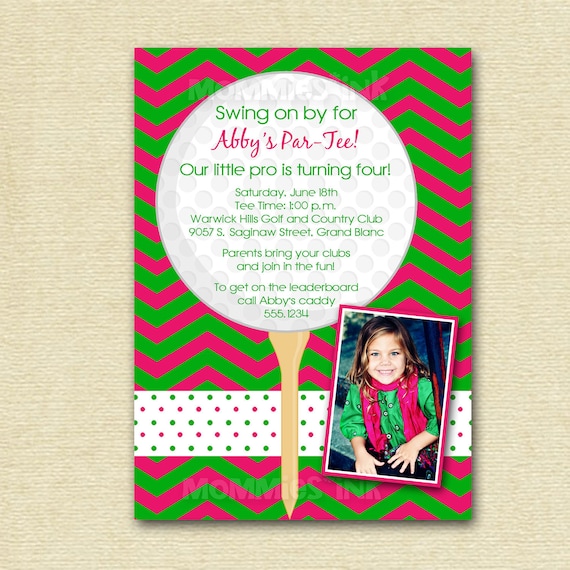 Preppy Chevron Golf Par-Tee Birthday Invitation - Vertical - PRINTABLE INVITATION DESIGN Il_570xn