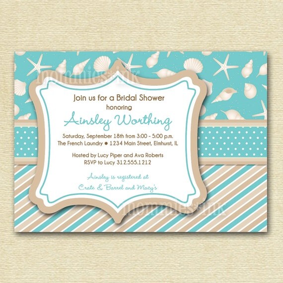Seashore Bridal Shower Invitation - PRINTABLE INVITATION DESIGN Il_570xn