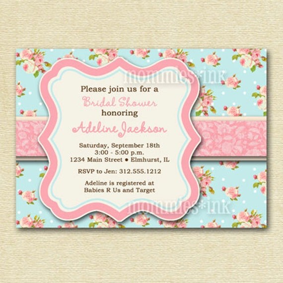 Shabby Chic Pink and Blue Baby Shower Invite - PRINTABLE INVITATION DESIGN Il_570xn