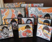 Set of 10 Hand Stamped Kimono Doll Enclosure Cards Gift Set Il_170x135
