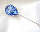 READY TO SHIP Sapphire Teardrop Rhinestone Hijab pin, Scarf pin, Shawl pin, Brooch, Something Blue, wedding, gift present