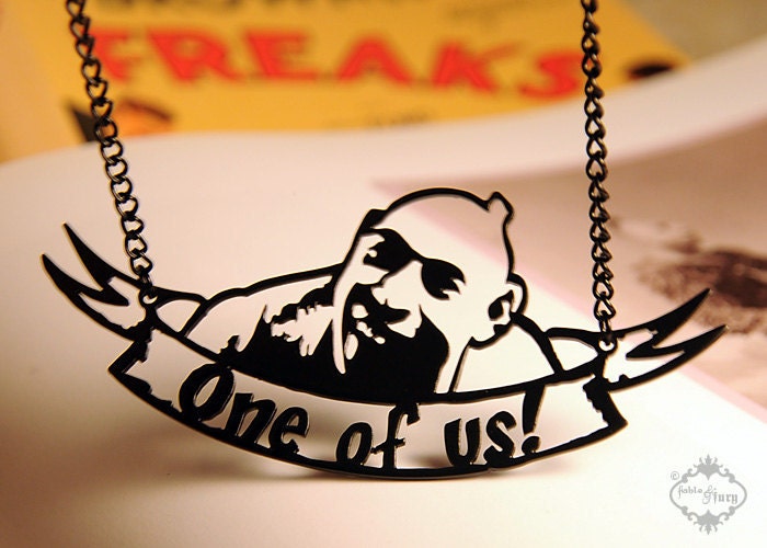Schlitzie Sideshow Freak necklace in black stainless steel - Pinhead Circus Sideshow Performer - One of us