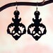 Victorian Silhouette Key droplet earrings in black stainless steel