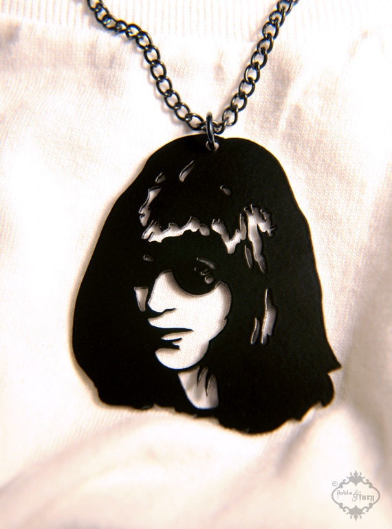 Punk Rock Ramones - Joey Ramone tribute necklace in black stainless steel - musician jewelry