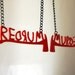 REDRUM text necklace with axe inspired by The Shining in red stainless steel - horror jewelry