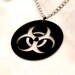 Biohazard Symbol Sci-Fi cutout necklace in black stainless steel - Science Fiction Geekery Horror Zombie Apocalypse Jewelry