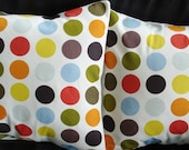 Throw pillows orange blue olive red yellow grey gray brown spot cushion shams fabric covers Two 18 x 18 inch handmade